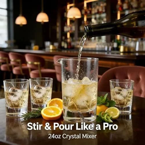 Homestia 700ml (24 Oz) Snowflake Crystal Mixing Glass | Seamless Lead-Free Crystal Bartender Glass thumbnail 2