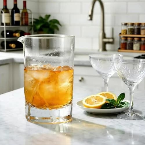 Homestia 700ml (24 Oz) Snowflake Crystal Mixing Glass | Seamless Lead-Free Crystal Bartender Glass thumbnail 3