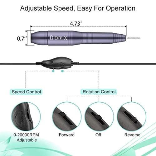 OVX Portable Nail Drill Electric Nail File 20,000 RPM | Safe, Adjustable & Low Noise for Professional & Home Use thumbnail 6