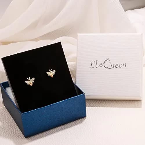 EleQueen 925 Sterling Silver CZ Tiny Bumblebee Stud Earrings | Gold Tone Jewelry Gift for Women thumbnail 6