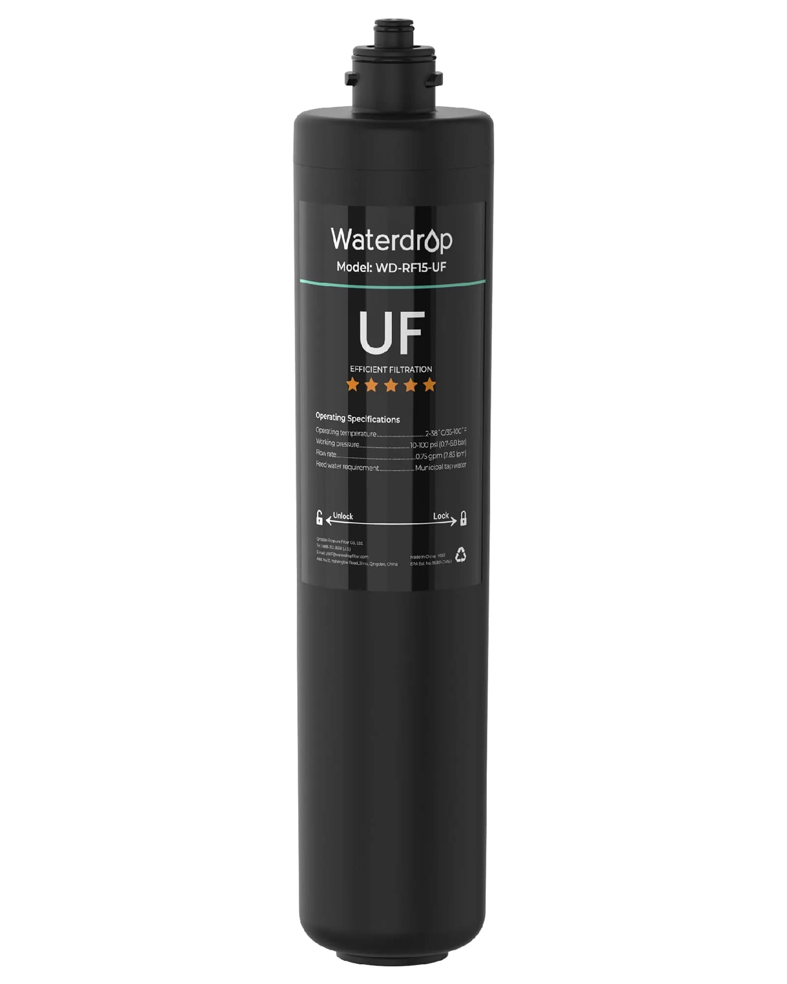 Waterdrop RF15-UF Water Filter Replacement for WD-15UA-UF/15UB-UF/15UC-UF | 2 Years, 19,000 Gallons, Lead & Chlorine Reduction