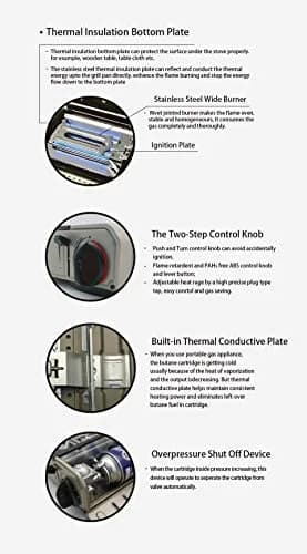 Maxsun Portable Tabletop Gas Stove 7250BTU | Outdoor/Indoor Camp Stove with Carrying Case thumbnail 7