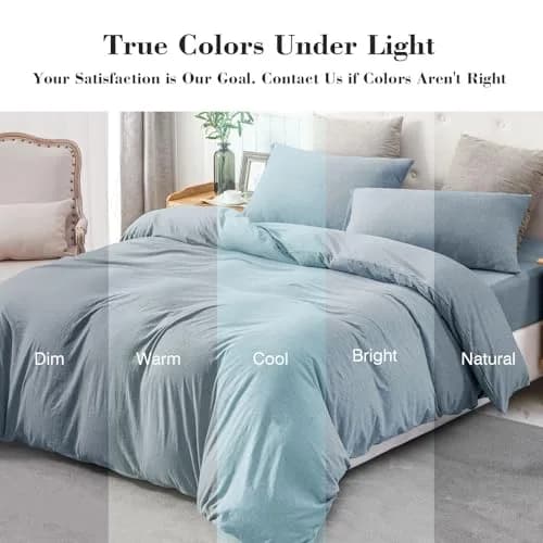 PURE ERA Jersey Knit Duvet Cover Set Heather Blueish Grey King | Soft, Breathable Cotton Bedding thumbnail 5