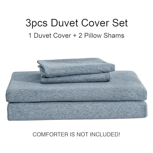 PURE ERA Jersey Knit Duvet Cover Set Heather Blueish Grey King | Soft, Breathable Cotton Bedding thumbnail 6