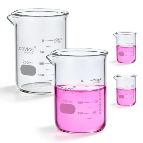 Labvida 4pcs 250ml Borosilicate Glass Beakers | ASTM E960 Compliant, Heat Resistant, Chemical Resistant, 250ml Capacity thumbnail 1
