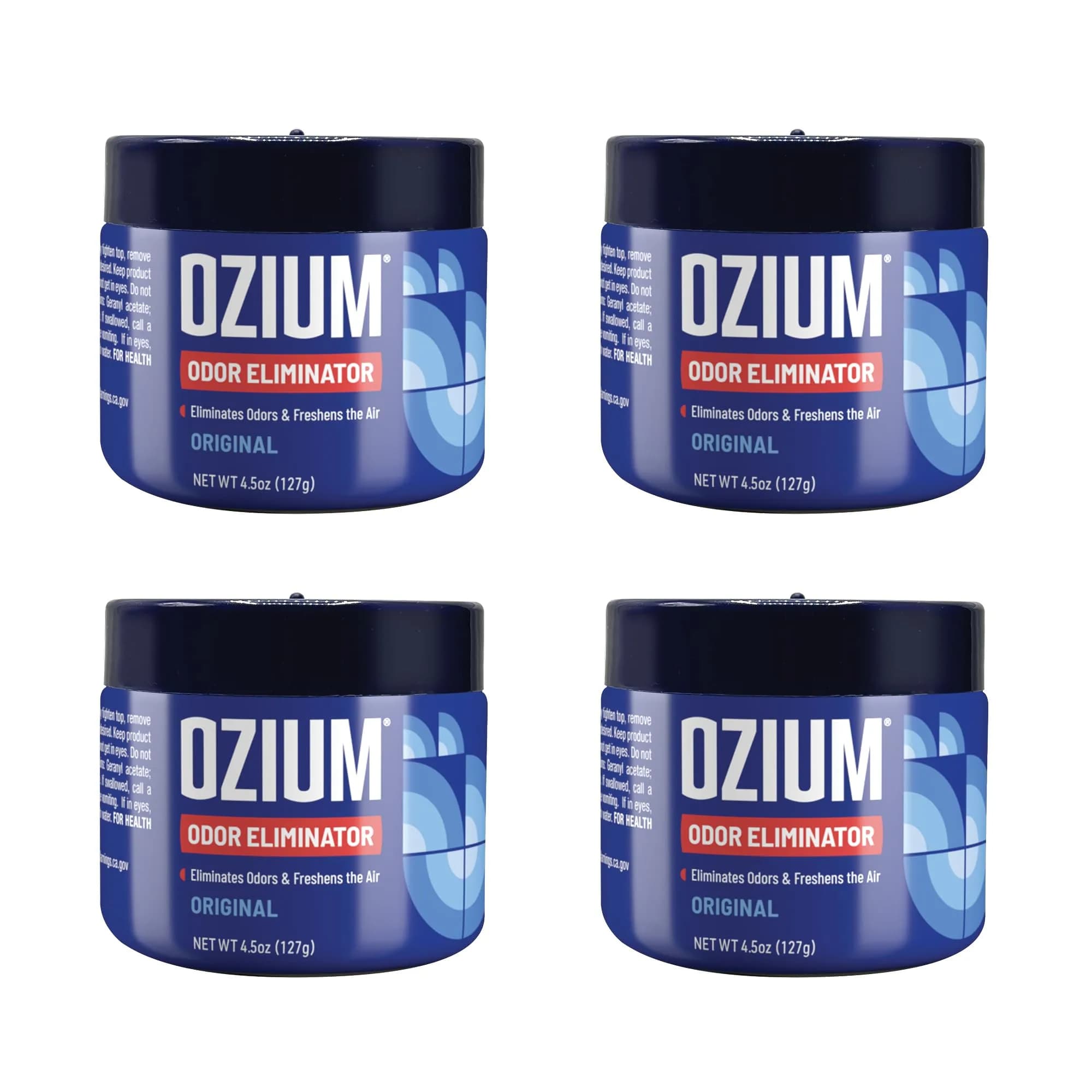 Ozium Odor Eliminating Gel Air Freshener Alternative 4.5 Oz (128g) Pack of 4 | Eliminates Stubborn Smoke Odors — Original