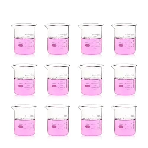 Labvida 12pcs 100ml Thick Glass Beakers | ASTM E960 Compliant, Low Form, Double Scale thumbnail 1