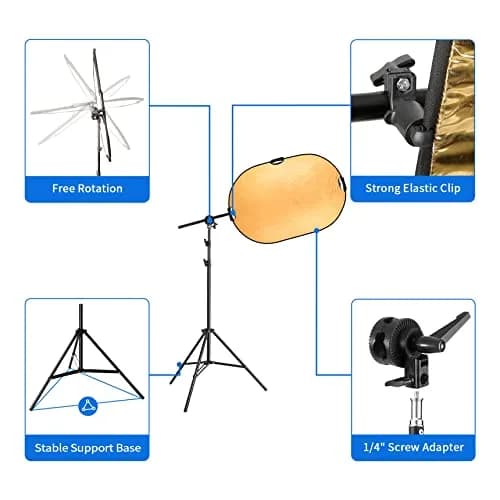 Selens Photography Reflector Stand Kit, 24x36 in 5-in-1 Reflectors | Portable, Adjustable, for Studio & Outdoor Use thumbnail 4
