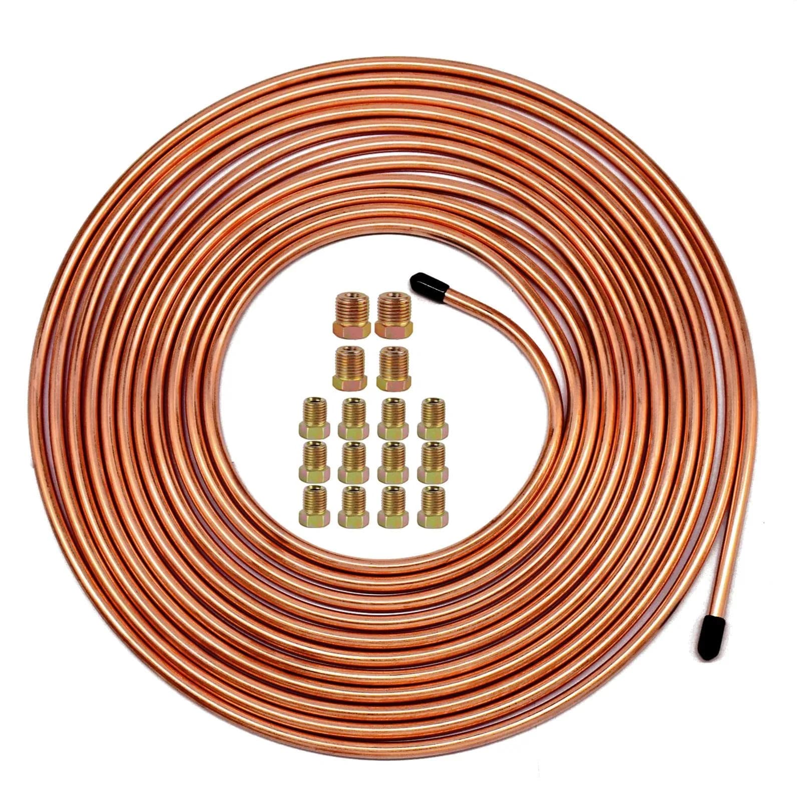 MuHize 1/4 Copper Coated Brake Line Kit 25Ft | Rust-Resistant Durable Tubing for Vehicles