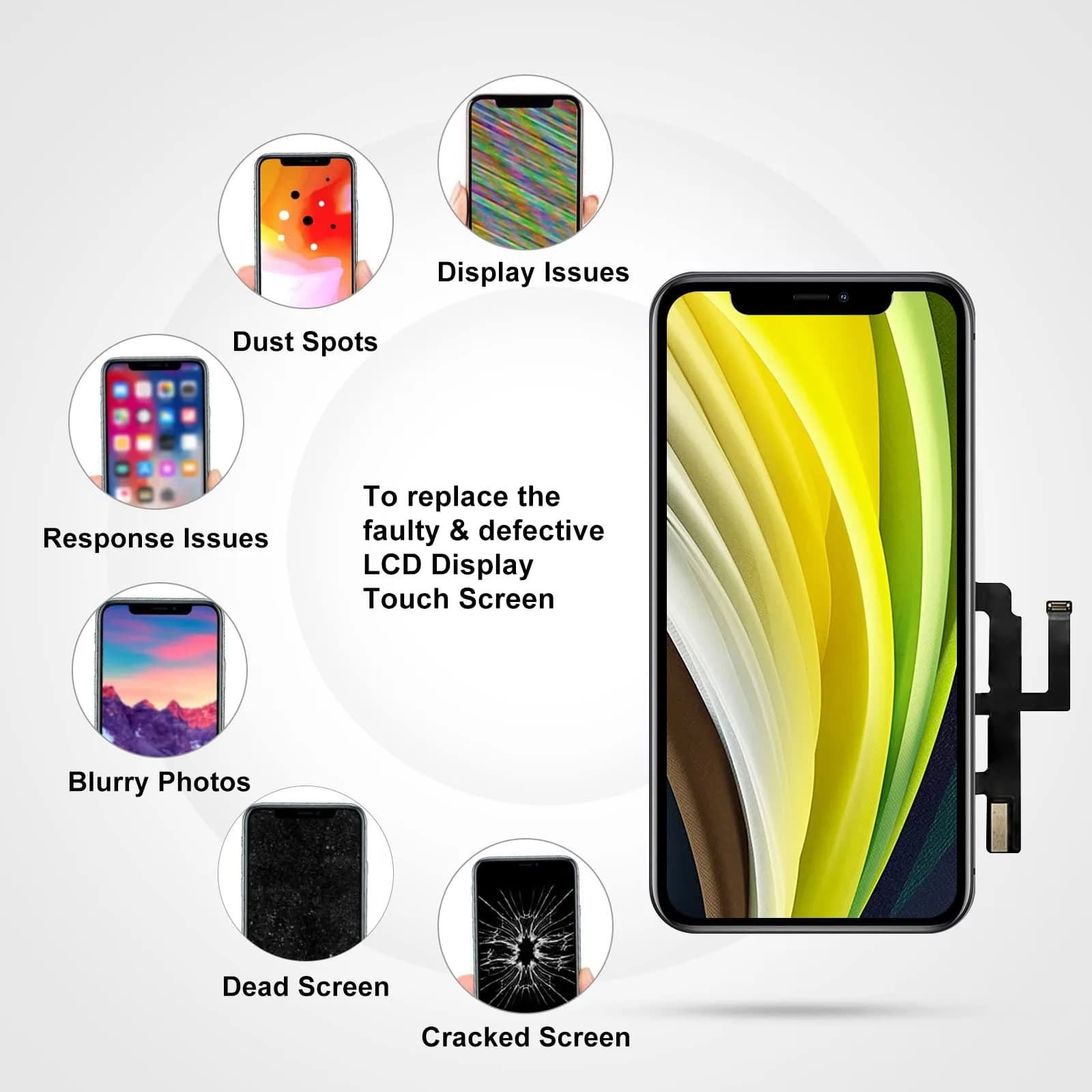 LL TRADER Black iPhone 14 Screen Replacement 6.1" FHD LCD Display with Repair Kit - view 5