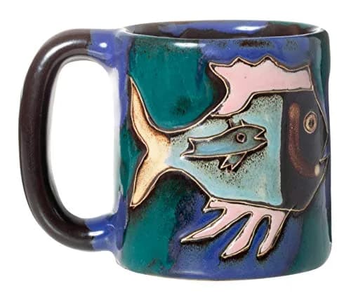 Stoneware Fish in Sea 16oz Mug | Handcrafted Ocean-Themed Coffee Cup thumbnail 1