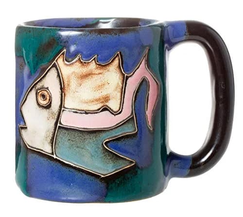 Stoneware Fish in Sea 16oz Mug | Handcrafted Ocean-Themed Coffee Cup thumbnail 4