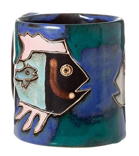 Stoneware Fish in Sea 16oz Mug | Handcrafted Ocean-Themed Coffee Cup thumbnail 2
