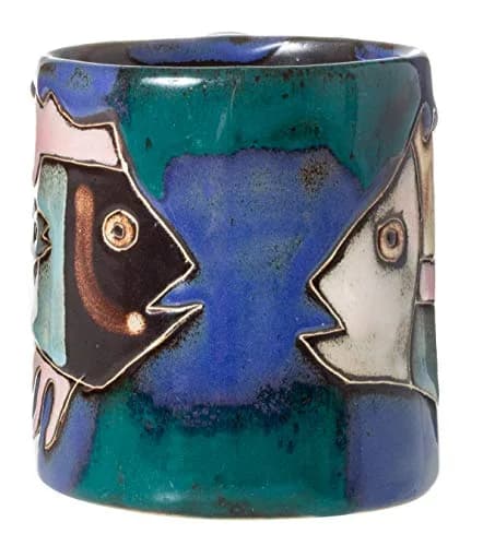 Stoneware Fish in Sea 16oz Mug | Handcrafted Ocean-Themed Coffee Cup thumbnail 3