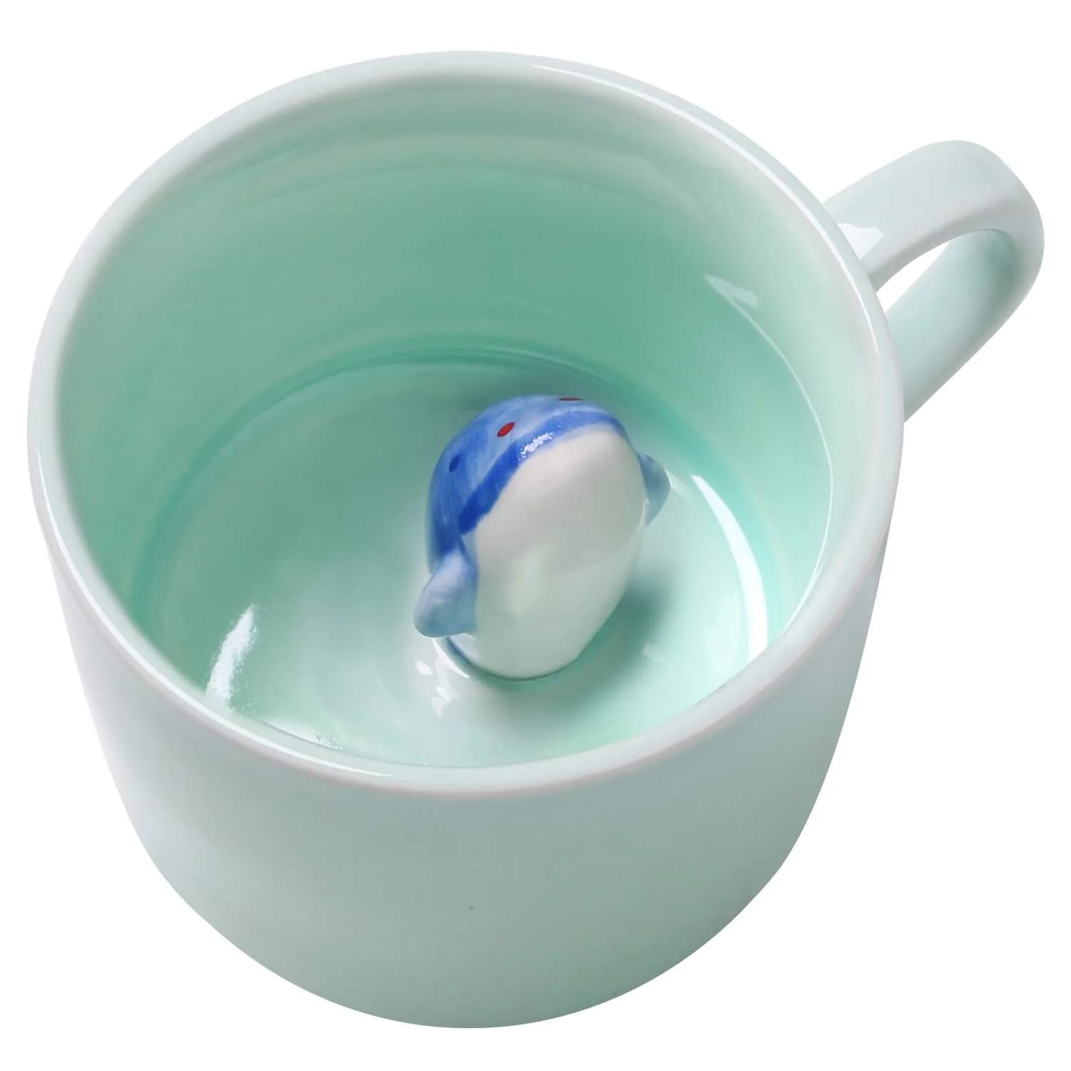 Lemon Park Dolphin Ceramic Cup Hidden 3D Animal Inside Mug 230ml (8 oz) | Hand-Painted Surprise Inside