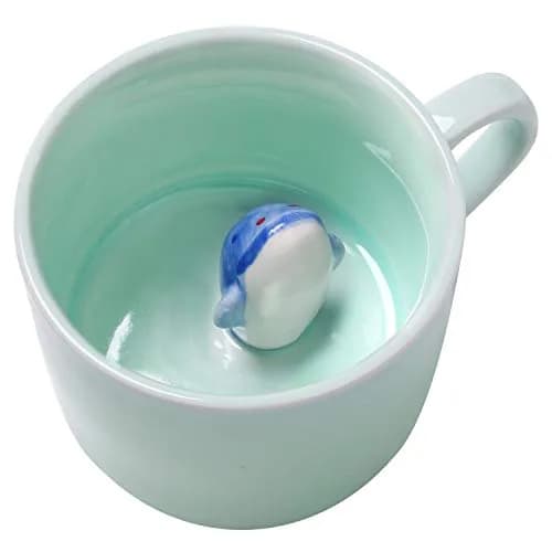 Lemon Park Dolphin Ceramic Cup Hidden 3D Animal Inside Mug 230ml (8 oz) | Hand-Painted Surprise Inside thumbnail 1