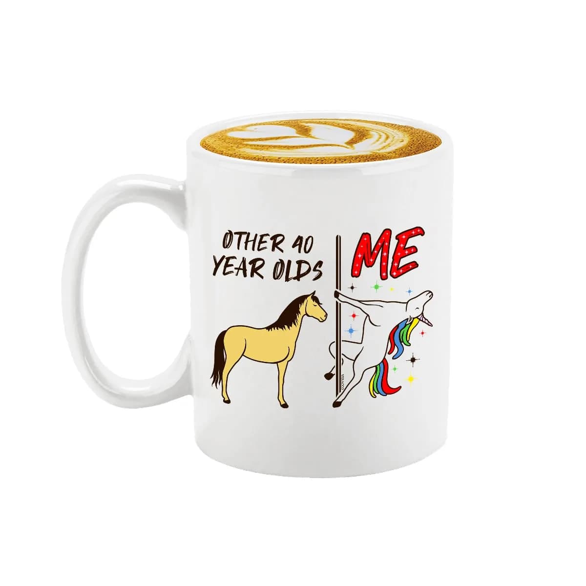 Veracco 40 Years Olds Ceramic Coffee Mug | Funny Birthday Gift for Him & Her — White, 40 Years