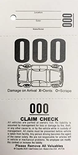 Valet Tickets .Com 3 Part Valet Parking Tickets 2000 Count | 110lb Card Stock White thumbnail 6