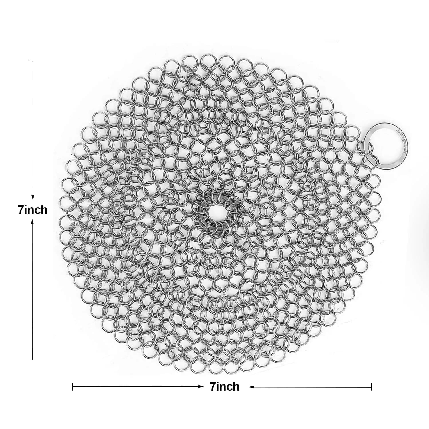 AMAGABELI GARDEN & HOME 7-inch Cast Iron Cleaner | Stainless Steel Chainmail Scrubber for Griddles, Woks, Pots (Silver) - view 6