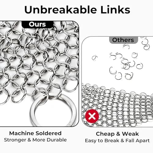 AMAGABELI GARDEN & HOME 7-inch Cast Iron Cleaner | Stainless Steel Chainmail Scrubber for Griddles, Woks, Pots (Silver) thumbnail 3