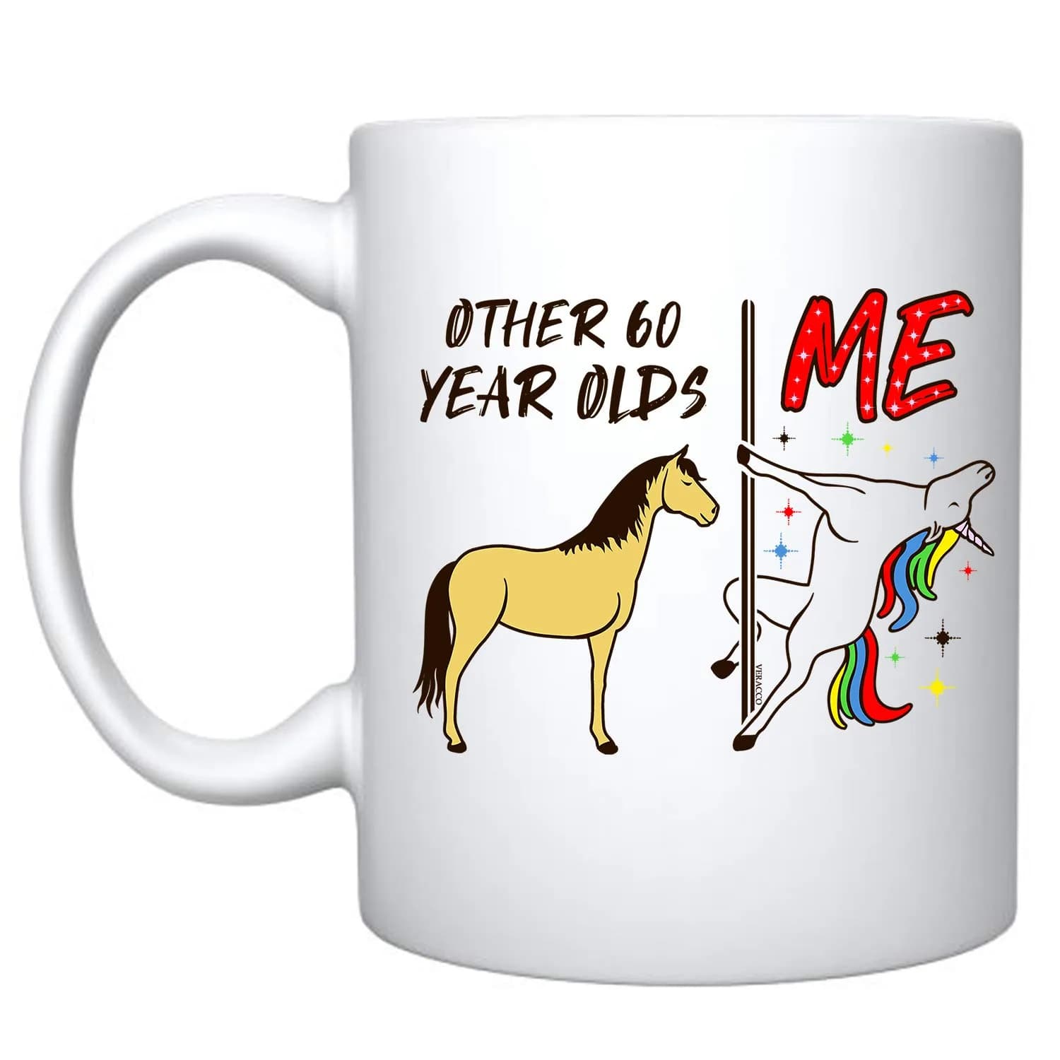Veracco 60th Birthday Coffee Mug 325ml (11 oz) | Funny Ceramic Tea Cup for Him Her — White, 60 Years
