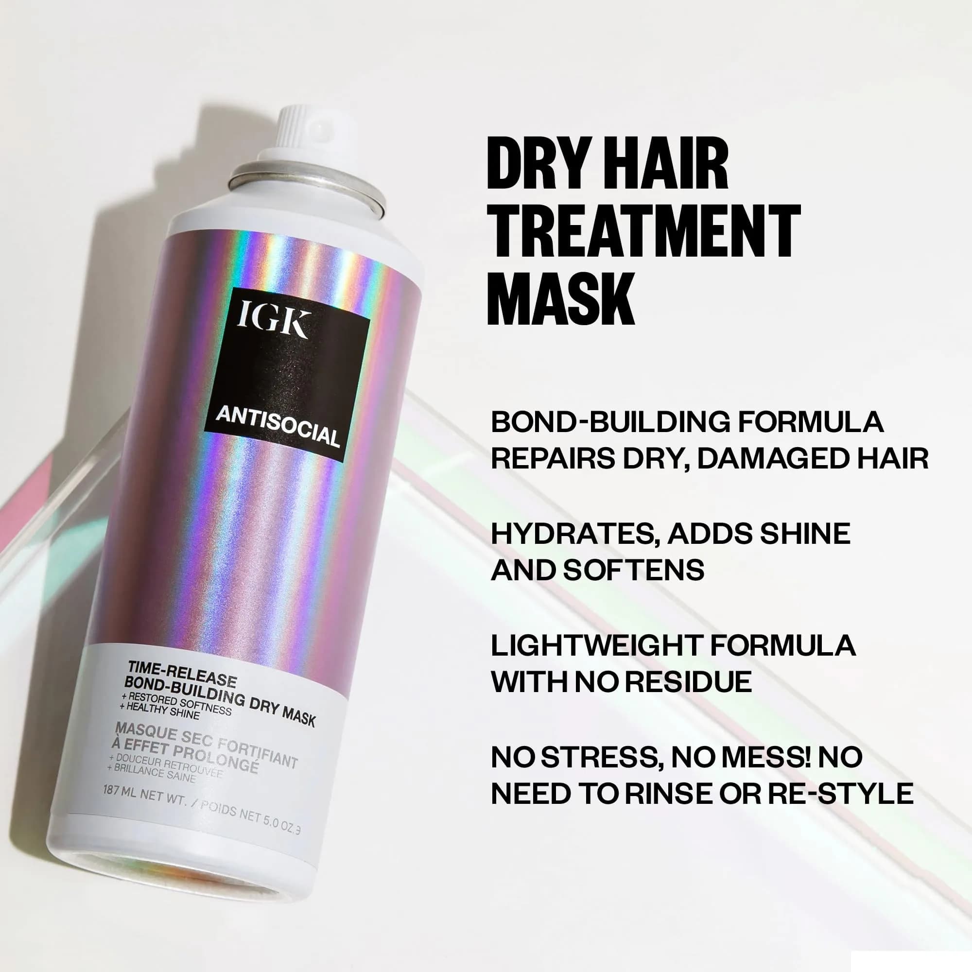 IGK Antisocial Bond-Building Dry Hair Mask Travel 50ml (1.7 Fl Oz) | Repairs Damage Overnight thumbnail 2