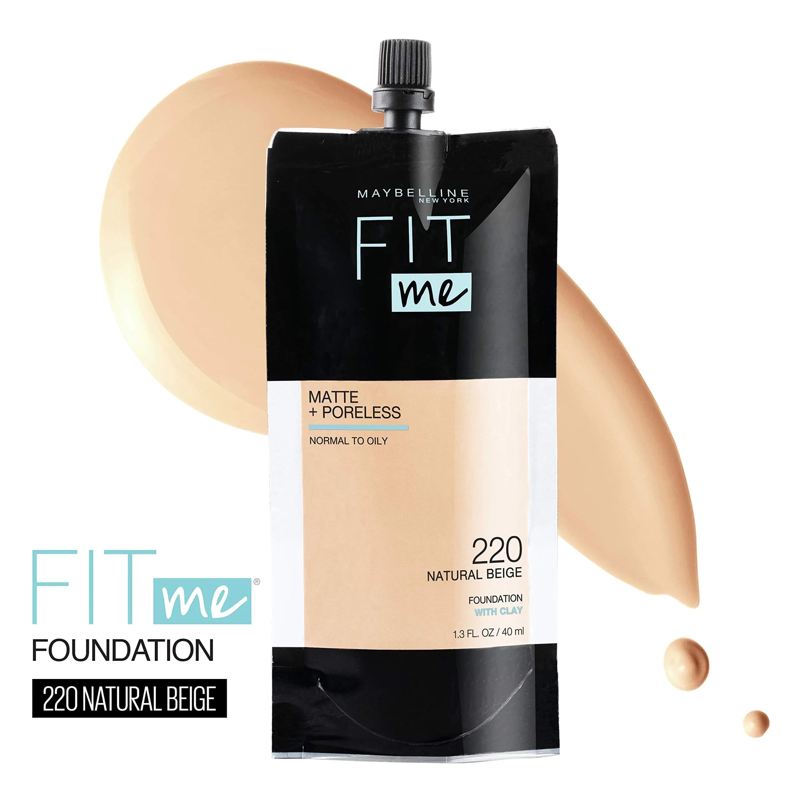 Maybelline Fit Me Matte + Poreless Liquid Foundation - 220 Natural Beige, 1.3 Fl Oz - view 2
