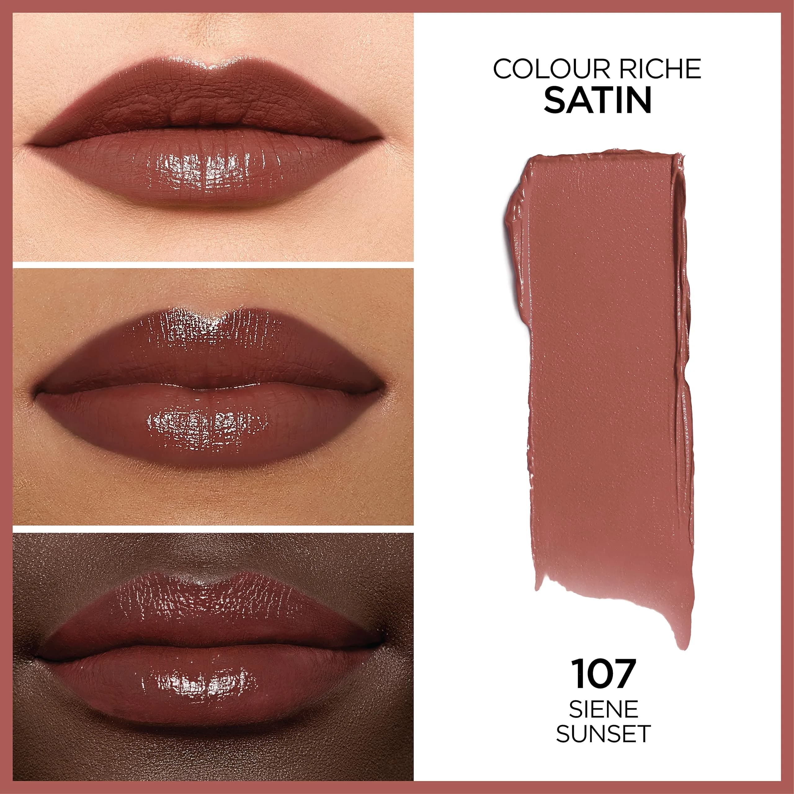 L'Oreal Paris Colour Riche Original Satin Lipstick 107 Seine Sunset | Satin Finish, 3.7g (0.13 Oz) - view 2