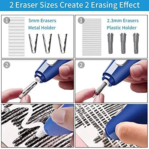AFMAT Electric Eraser 140 Refills | Rechargeable Artist Drafting Tool in Blue thumbnail 2