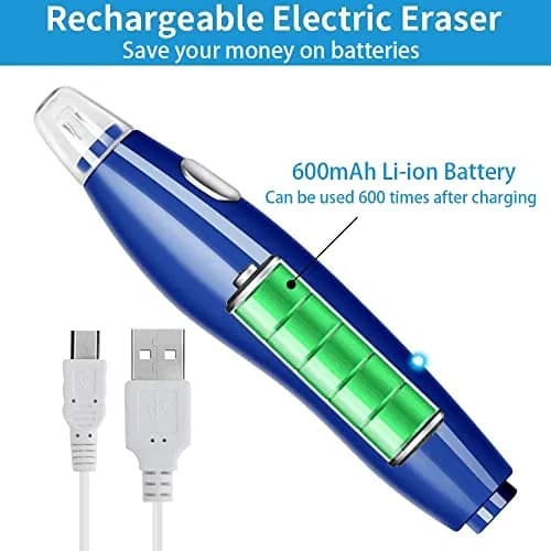 AFMAT Electric Eraser 140 Refills | Rechargeable Artist Drafting Tool in Blue thumbnail 3