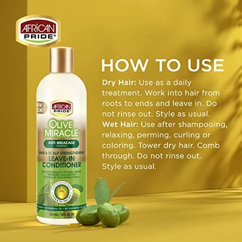 African Pride Olive Miracle Leave-In Conditioner (3 Pack) 12oz | Moisture & Breakage Prevention thumbnail 4