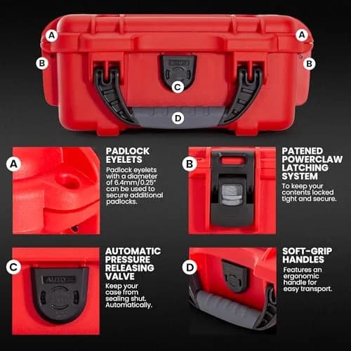 NANUK 904 Waterproof First Aid Box Empty – Durable, Impact-Resistant, IP67-Rated, Floats (8.4" x 6.0" x 3.7") – Red thumbnail 4