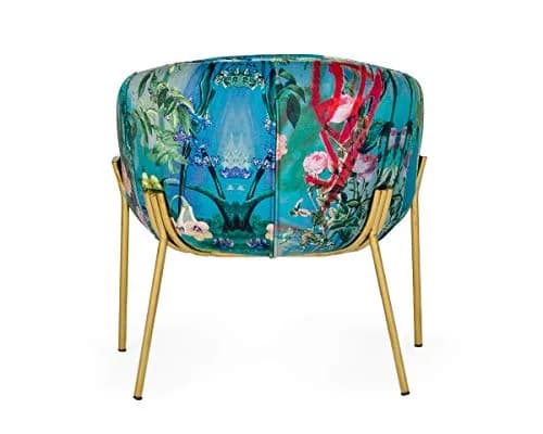Limari Home Aloizia Collection Velvet Upholstered Dining Chair with Gold Stainless Steel Legs | Floral Design, 30x27.2x28.75 Inches thumbnail 4