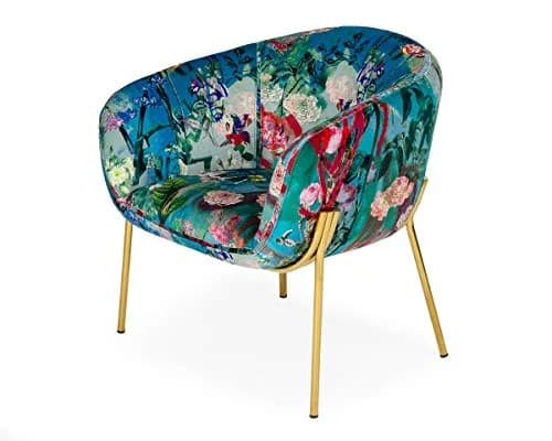 Limari Home Aloizia Collection Velvet Upholstered Dining Chair with Gold Stainless Steel Legs | Floral Design, 30x27.2x28.75 Inches thumbnail 2