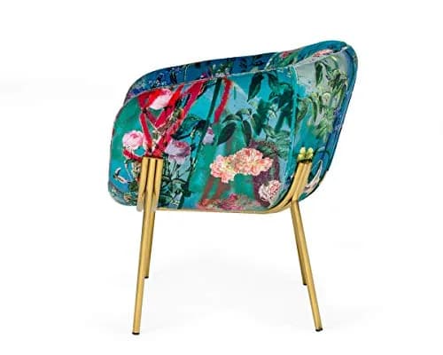 Limari Home Aloizia Collection Velvet Upholstered Dining Chair with Gold Stainless Steel Legs | Floral Design, 30x27.2x28.75 Inches thumbnail 3