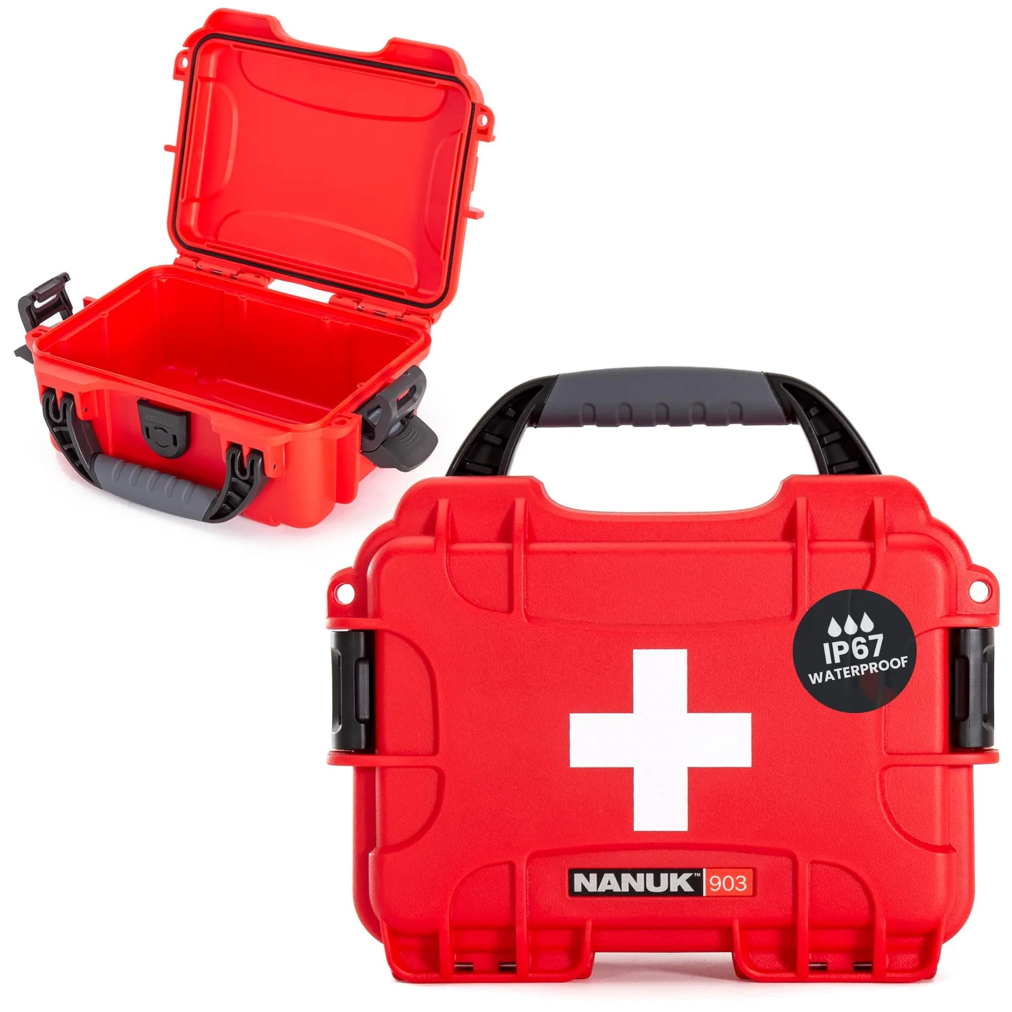 NANUK 903 Waterproof First Aid Box Empty – Durable, Impact-Resistant, IP67-Rated, Floats (7.4" x 4.9" x 3.1") – Red — 903