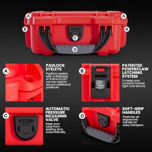 NANUK 903 Waterproof First Aid Box Empty – Durable, Impact-Resistant, IP67-Rated, Floats (7.4" x 4.9" x 3.1") – Red thumbnail 4