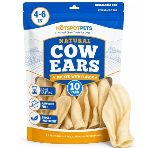 hotspot pets All-Natural Beef Cow Ears Dog Chews (10 Pack) Long-Lasting, Low Odor, Single Ingredient Treat for Healthy Teeth & Gums thumbnail 1