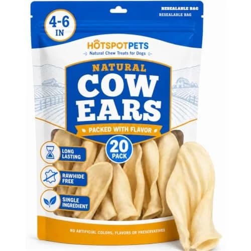hotspot pets All-Natural Cow Ears Dog Chews (20 Pack) | Long-Lasting, Digestible, Healthy Teeth & Gums thumbnail 1