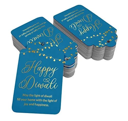 Inkdotpot Happy Diwali Real Gold Foil Paper Tags 50 Pack | 4.6 x 8.14 cm (1.8 x 3.3 in) thumbnail 2