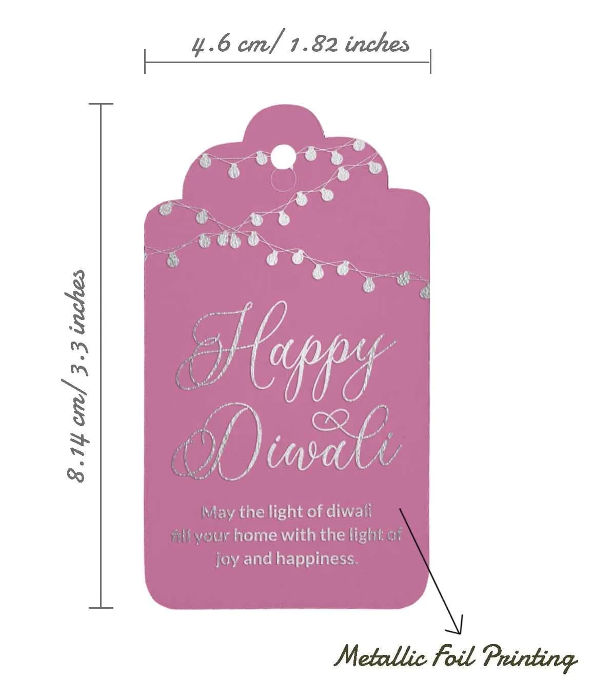 Inkdotpot Happy Diwali Bottle Tag Real Silver Foil Favor Hang Tags Pack of 50 | 4.6 x 8.14 cm (1.81 x 3.20 inches) - view 5