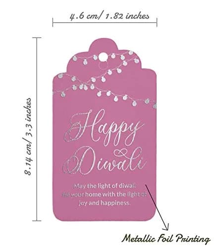 Inkdotpot Happy Diwali Bottle Tag Real Silver Foil Favor Hang Tags Pack of 50 | 4.6 x 8.14 cm (1.81 x 3.20 inches) thumbnail 5