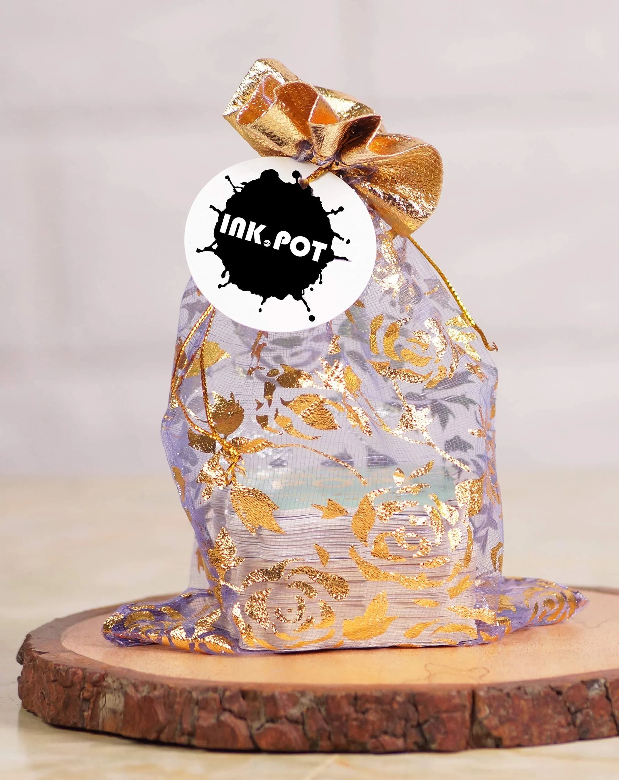 Inkdotpot Real Gold Foil Happy Diwali Tags Favor Hang Paper Tags 100 Pieces | Blue Base, Gold Text - view 6
