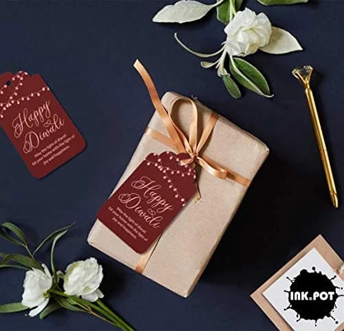 Inkdotpot Happy Diwali Favor Paper Tags 4.6 x 8.14 cm (50 Pack) thumbnail 4
