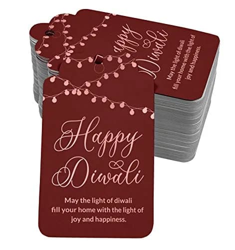 Inkdotpot Happy Diwali Favor Paper Tags 4.6 x 8.14 cm (50 Pack) thumbnail 1