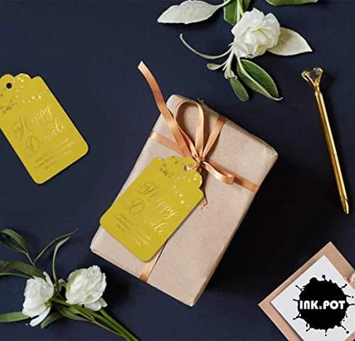Inkdotpot Gold Foil Happy Diwali Tags 4.6 x 8.14 Cm (50 Count) | Heavy Cardstock Favor Tags thumbnail 4