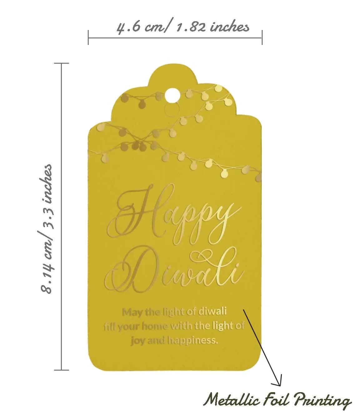 Inkdotpot Gold Foil Happy Diwali Tags 4.6 x 8.14 Cm (50 Count) | Heavy Cardstock Favor Tags - view 5