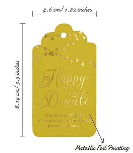 Inkdotpot Gold Foil Happy Diwali Tags 4.6 x 8.14 Cm (50 Count) | Heavy Cardstock Favor Tags thumbnail 5