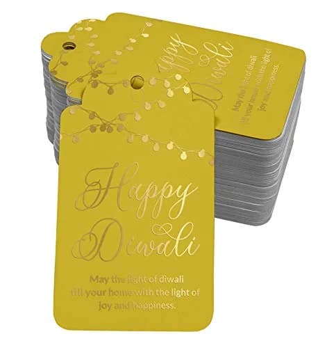 Inkdotpot Gold Foil Happy Diwali Tags 4.6 x 8.14 Cm (50 Count) | Heavy Cardstock Favor Tags thumbnail 1