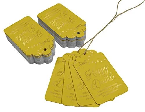 Inkdotpot Gold Foil Happy Diwali Tags 4.6 x 8.14 Cm (50 Count) | Heavy Cardstock Favor Tags thumbnail 3